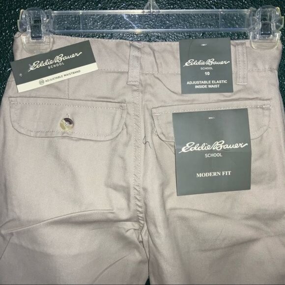 Eddie Bauer School Modern Fit Adjustable Waist Beige Khaki Pants Size 10 Youth - Picture 3 of 4